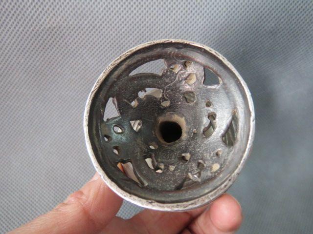 银火山熏炉 高11厘米径5.5厘米192.8克_银火山