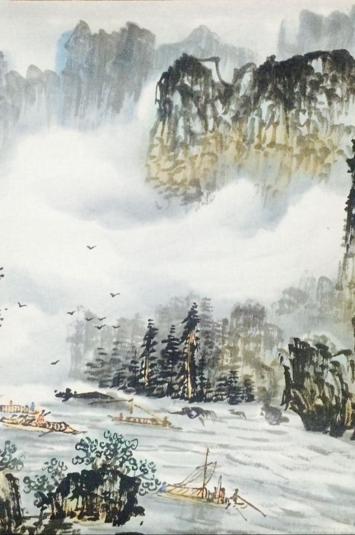 名画家 王光明 精品小山水画 长48cm 宽48cm_