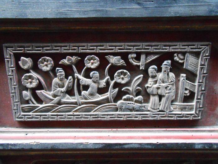 清雍正凤冠霞帔人物故事花楣床一套_清雍正凤