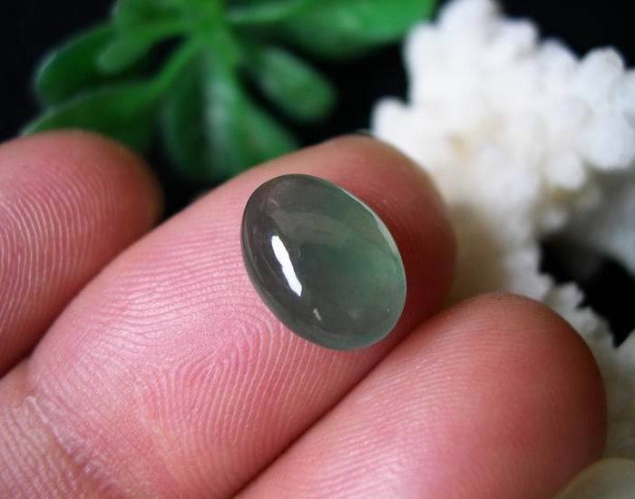 玻种晴水A货翡翠戒面WL-285 长10.5MM_玻种
