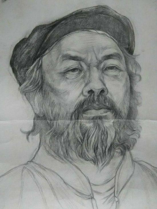 画家精品人物素描一幅,刻画极其细腻,有签名_