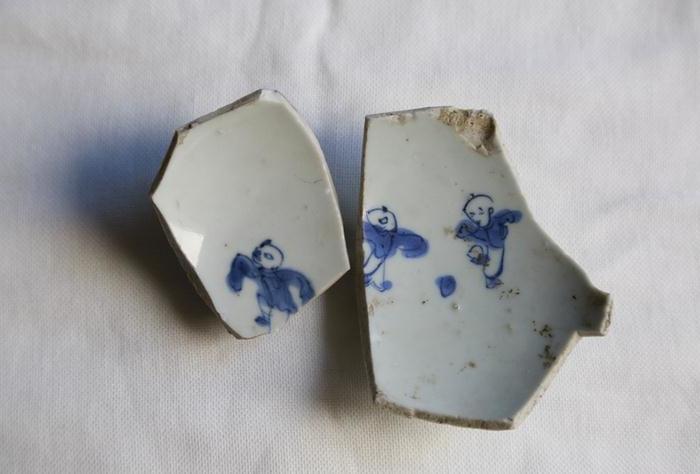 明代 清代 青花 婴戏 瓷片标本_明代 清代 青花