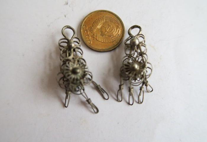 清代掐丝银耳环一对_清代掐丝银耳环一对价格