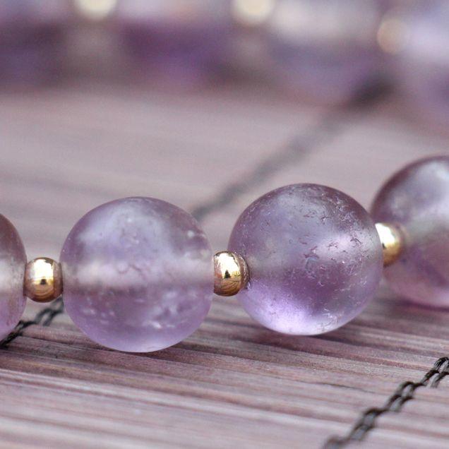 115紫色老水晶手串紫水晶圆珠手链女款腕饰1