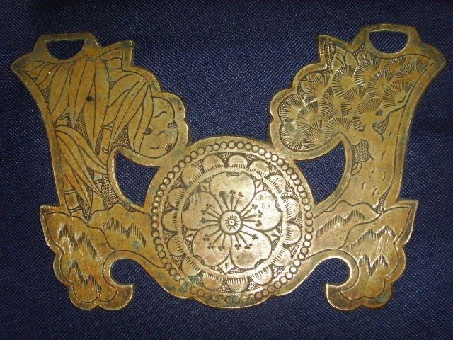 松竹梅图案\/古代铜饰件\/材料加厚\/纹理漂亮\/平