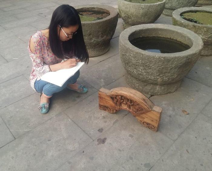 【江啸堂】藏品 古玩 清代人物雕刻老房子建筑