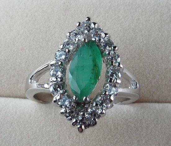 纯天然 赞比亚祖母绿925纯银戒指 不议价_纯天