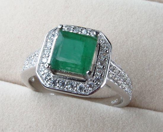 纯天然 赞比亚祖母绿925纯银戒指 不议价_纯天