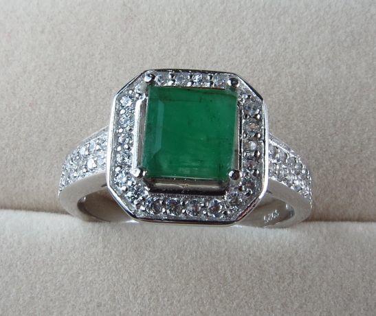 纯天然 赞比亚祖母绿925纯银戒指 不议价_纯天