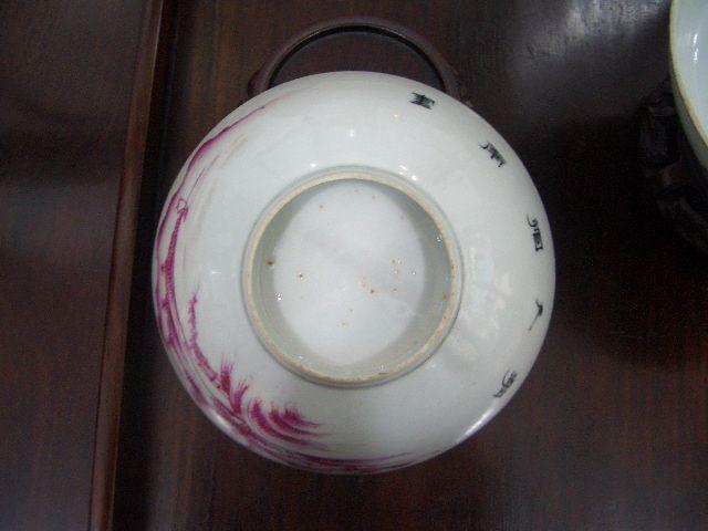 矾红彩山水风景金彩对碗_矾红彩山水风景金彩