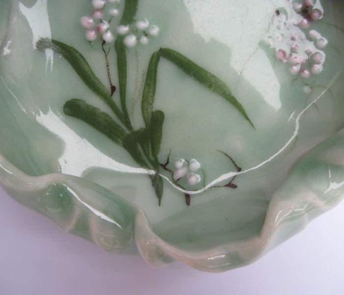 (不老包退,民国时期,造型精美,全品相)豆青釉堆