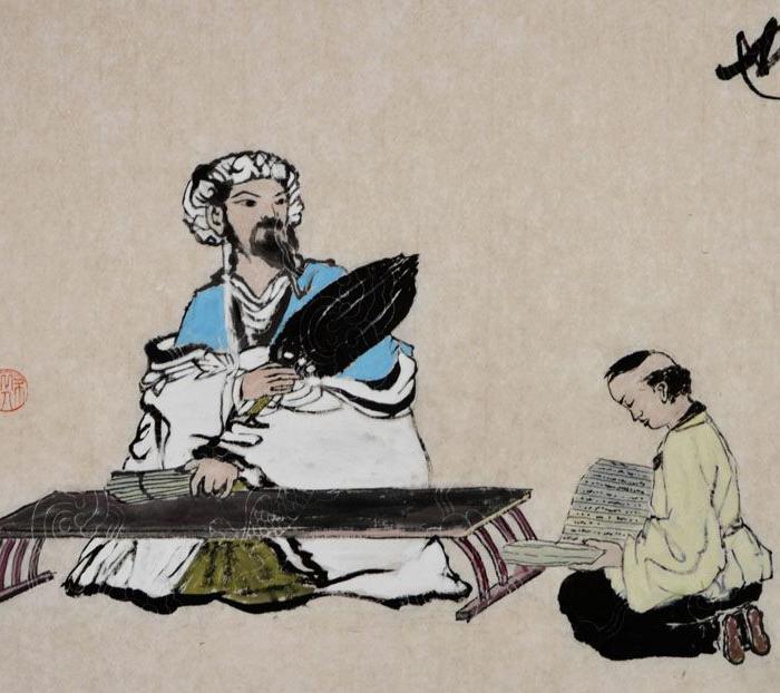 喇华璀六尺对开书配画-诸葛亮.诫子书(书画均同