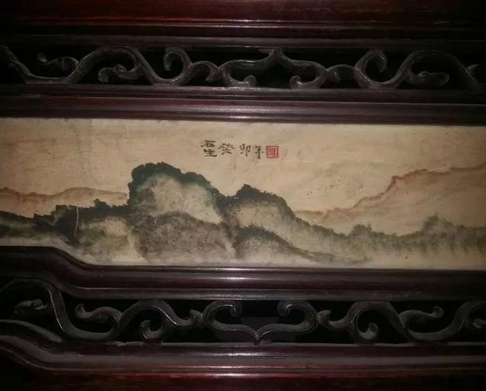 【江啸堂】藏品 古玩 民国前红后榉云石板雕花