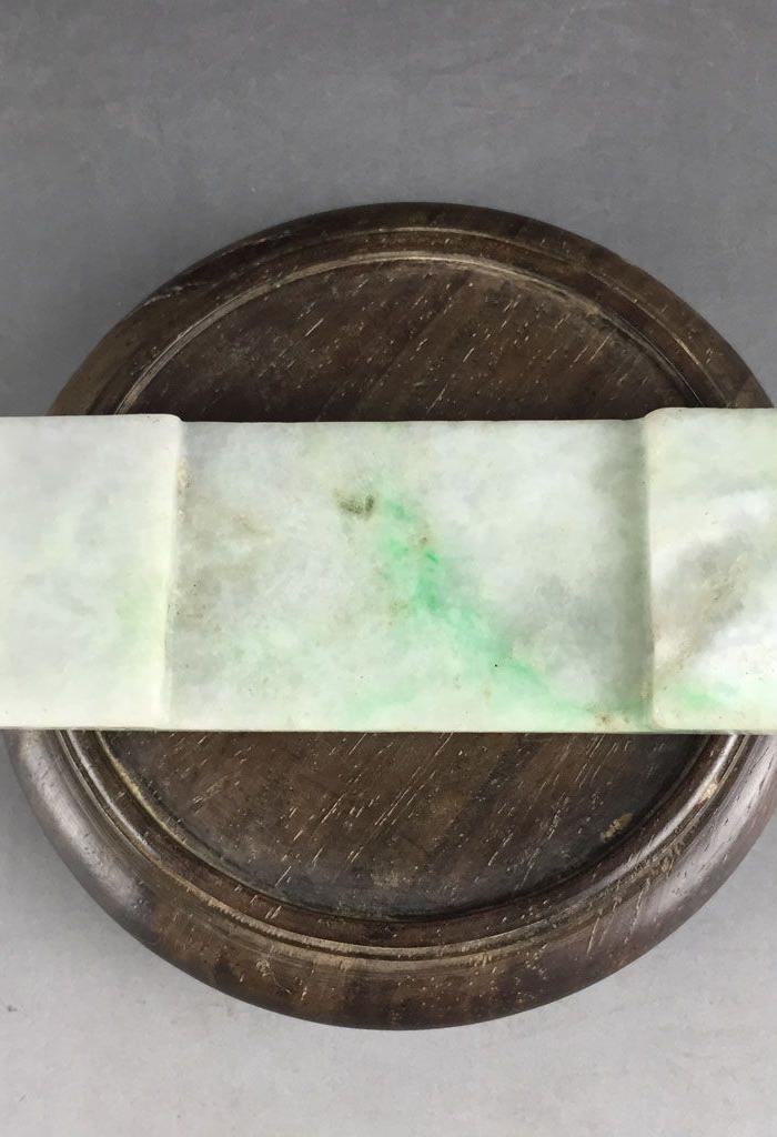清代老翡翠阳春绿包A货墨床 古玉老玉 文房四