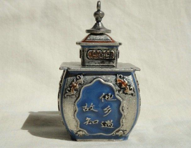 人生四大喜老银景泰蓝鼻烟壶_人生四大喜老银