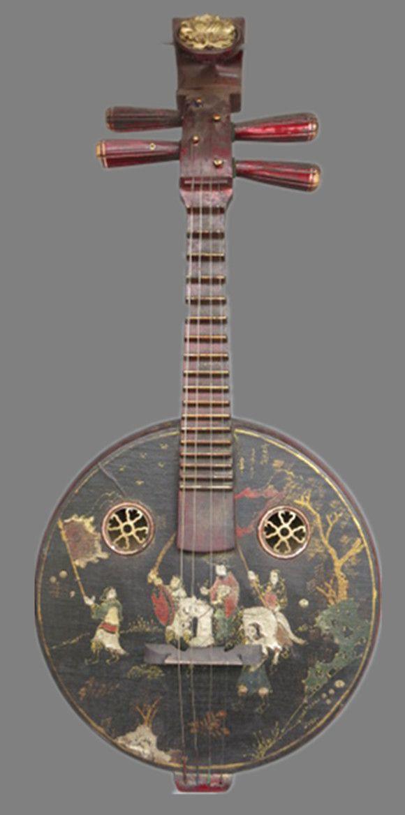 漆器描金人物小阮琴_漆器描金人物小阮琴价格