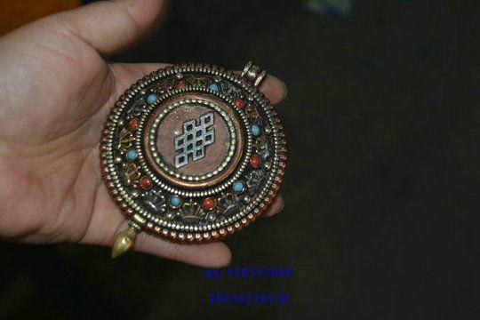 镶嵌珊瑚绿松石佛家法器嘎咕盒子一个_镶嵌珊