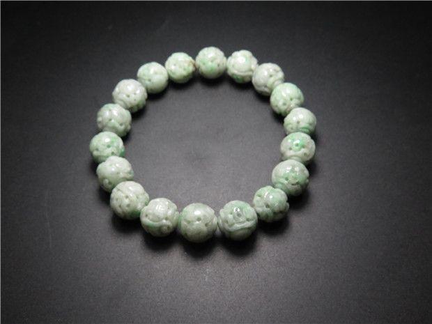 【玉格格959】创汇期团寿纹翡翠珠串手串18颗