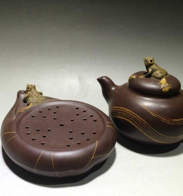 黄龙山原矿全手工紫砂壶 蛙趣_黄龙山原矿全手