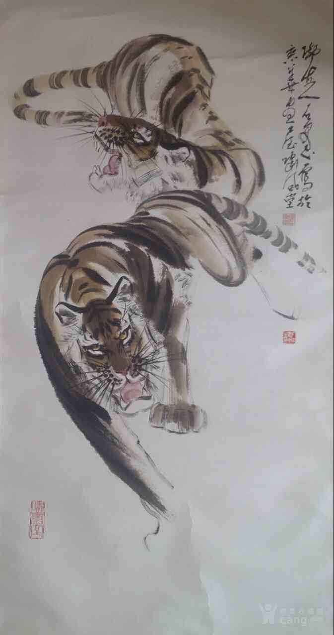 石愚作品荷花老虎