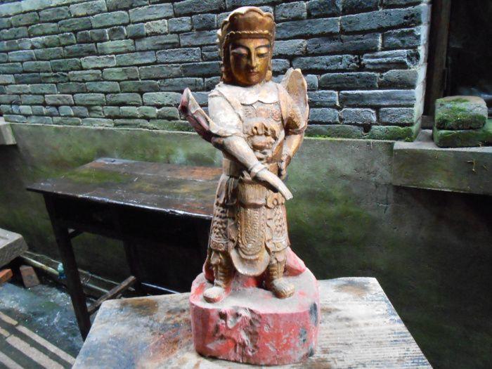 明崇祯楠木雕韦陀天尊武财神一尊_明崇祯楠木