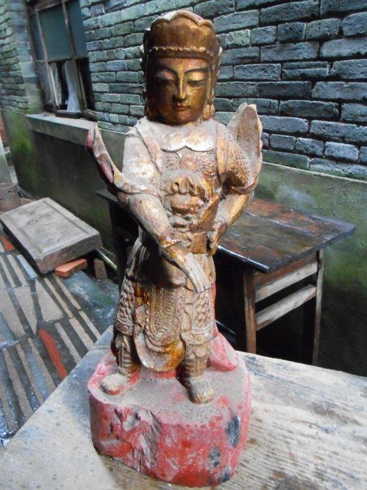 明崇祯楠木雕韦陀天尊武财神一尊_明崇祯楠木