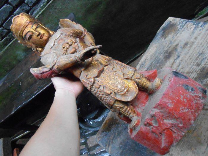 明崇祯楠木雕韦陀天尊武财神一尊_明崇祯楠木