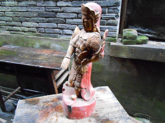 明崇祯楠木雕韦陀天尊武财神一尊_明崇祯楠木