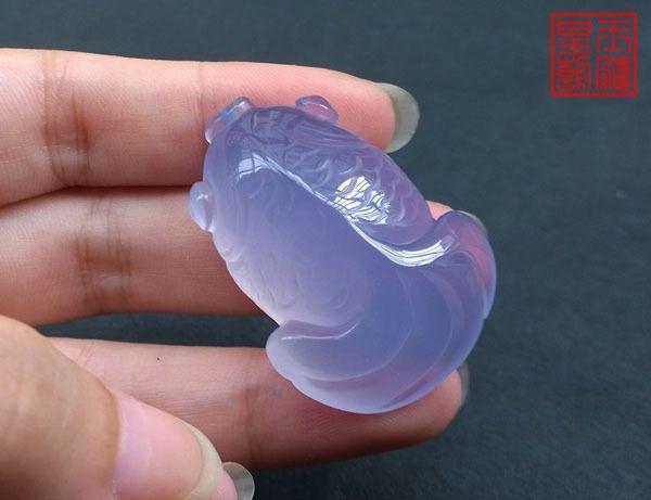 纯天然原色无优化土耳其蓝玉髓金鱼吊坠【玉髓