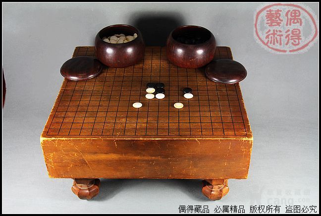 民国老榧木围棋盘花梨木围棋罐原配棋子托盘_