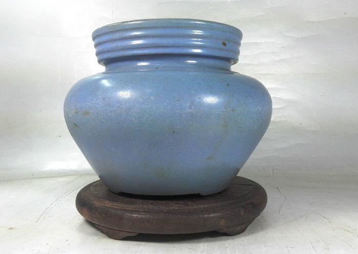 民国:紫砂天蓝釉闷罐(可当茶叶罐用)_民国:紫砂