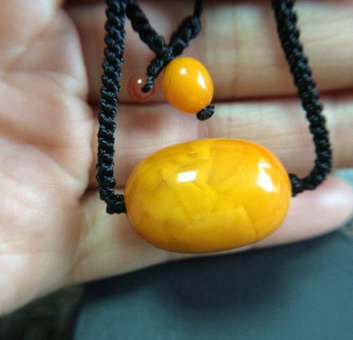 天然无优化老蜜蜡枣珠吊坠锁骨链40040_天然