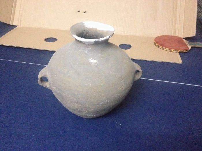 齐家文化陶,马家窑后期双耳水波纹双耳瓶_齐家