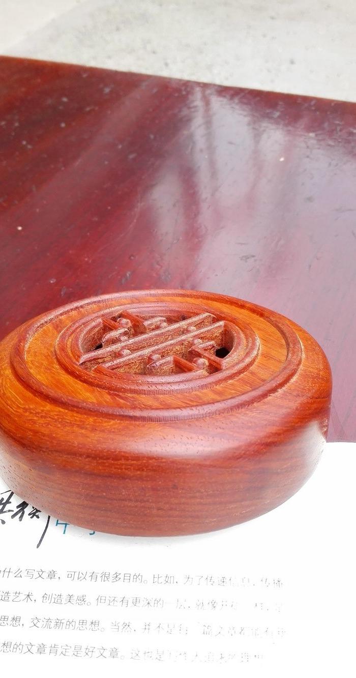 全品缅甸花梨木寿字罐盖一个_全品缅甸花梨木