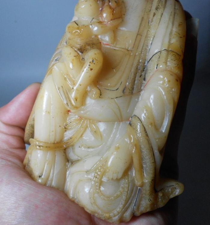 清代漂亮的寿山石芙蓉石送子观音_清代漂亮的