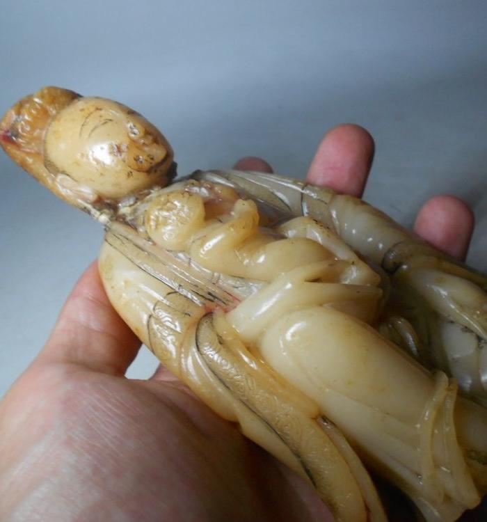 清代漂亮的寿山石芙蓉石送子观音_清代漂亮的