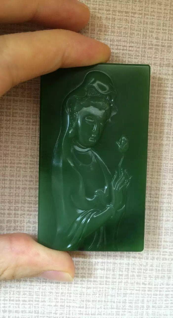 碧玉观音牌 千处祈求千处应 苦海常作渡人收 ,观