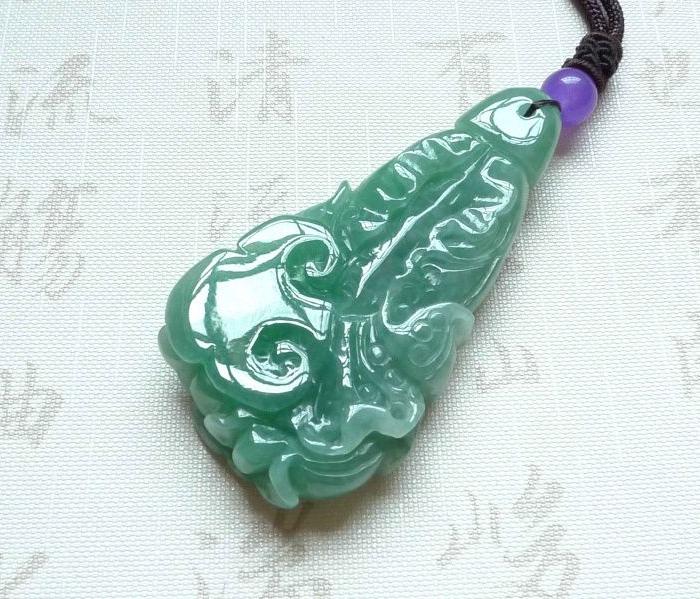 广州翡翠批发精美水润满绿百财聚来挂件_广州