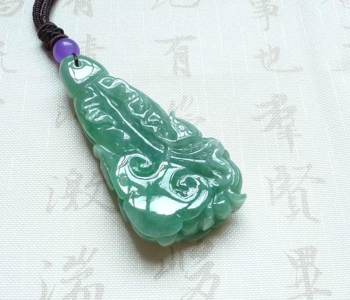 广州翡翠批发精美水润满绿百财聚来挂件_广州