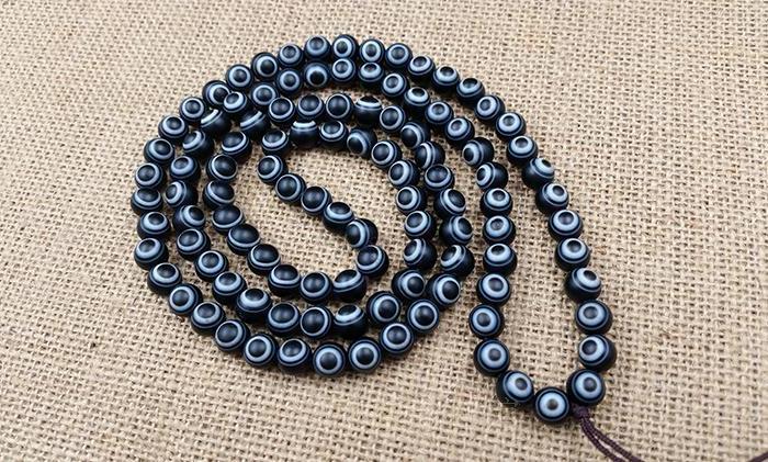 天然缠丝玛瑙手链项链黑白天眼石天珠108颗佛