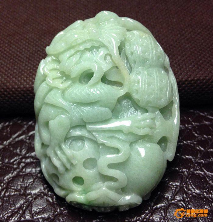 缅甸天然翡翠A货手把玩件(生意兴隆)_缅甸天然
