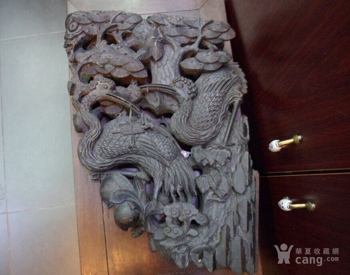 清中期东阳木雕松鹤图牛腿