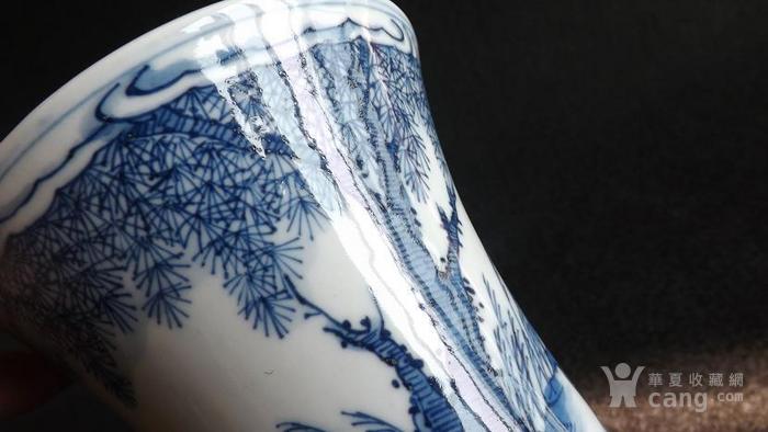 清康熙青花人物腰式笔筒a051