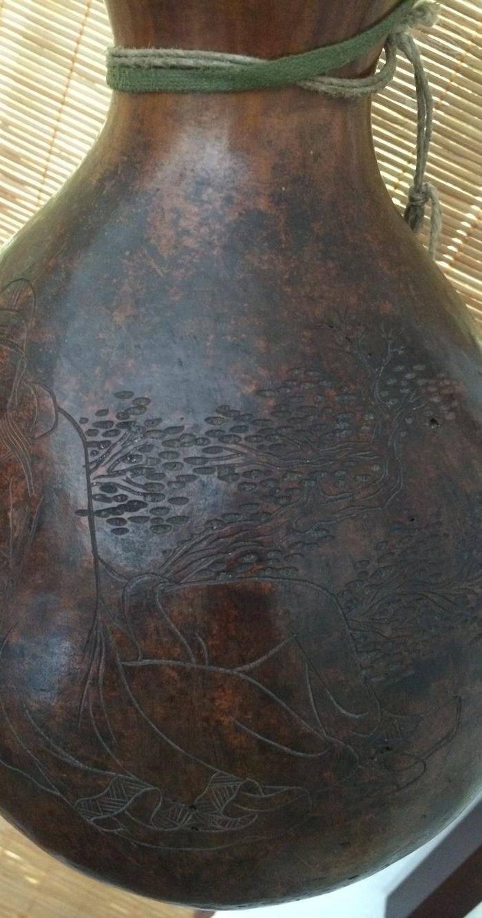 清中期石楳刻诗书画酒四绝葫芦宝瓶_清中期石