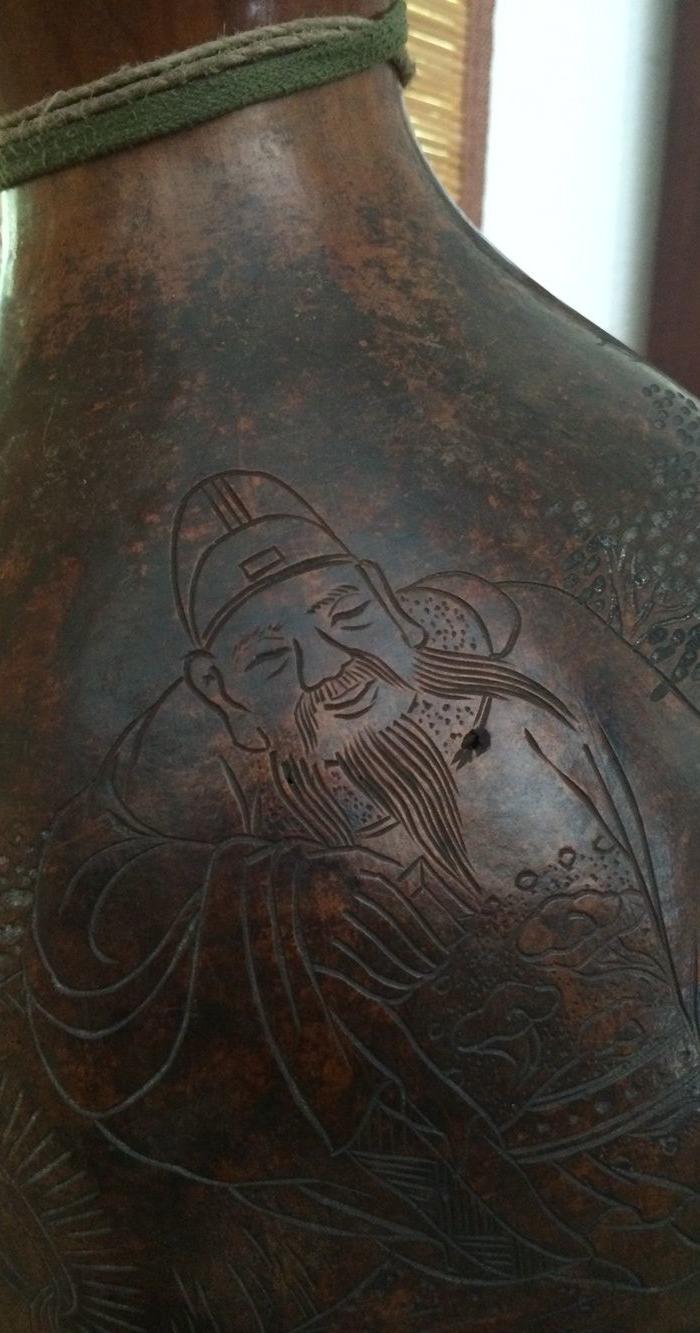 清中期石楳刻诗书画酒四绝葫芦宝瓶_清中期石