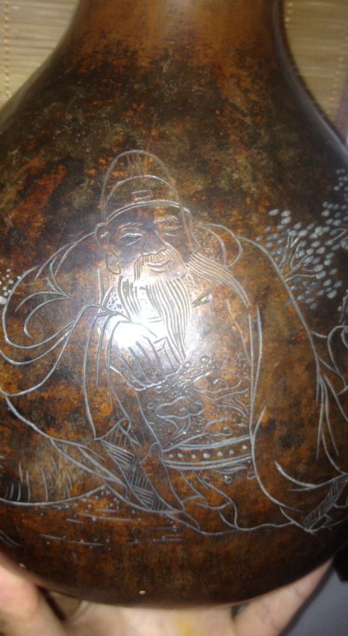 清中期石楳刻诗书画酒四绝葫芦宝瓶_清中期石