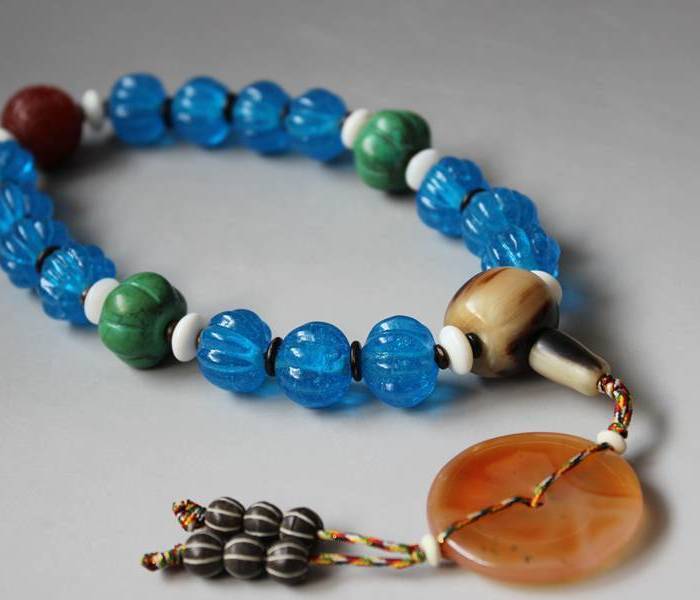 十四无畏古法琉璃蓝色灯笼珠持珠_十四无畏