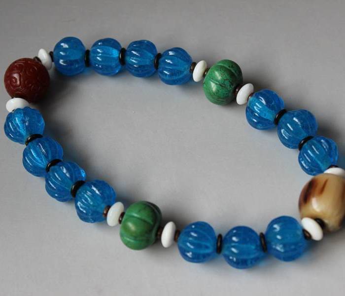 十四无畏古法琉璃蓝色灯笼珠持珠_十四无畏