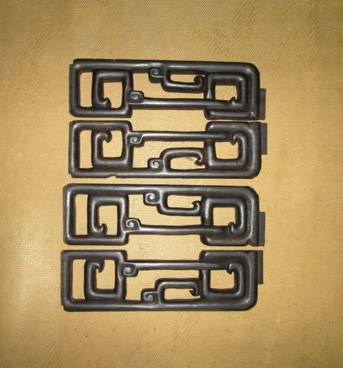 清 一套4片 回纹拐子龙 老红木酸枝 精雕老花板