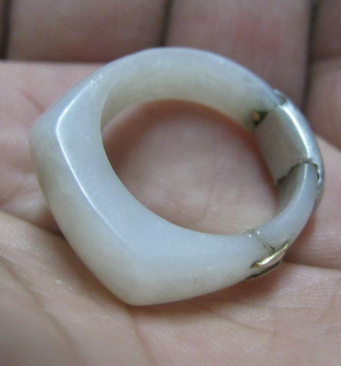 老和田玉戒指 扳指修复品 玉器修复与镶嵌接活